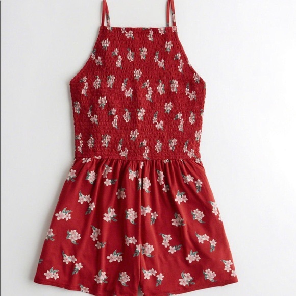 Hollister Pants - Hollister red floral romper